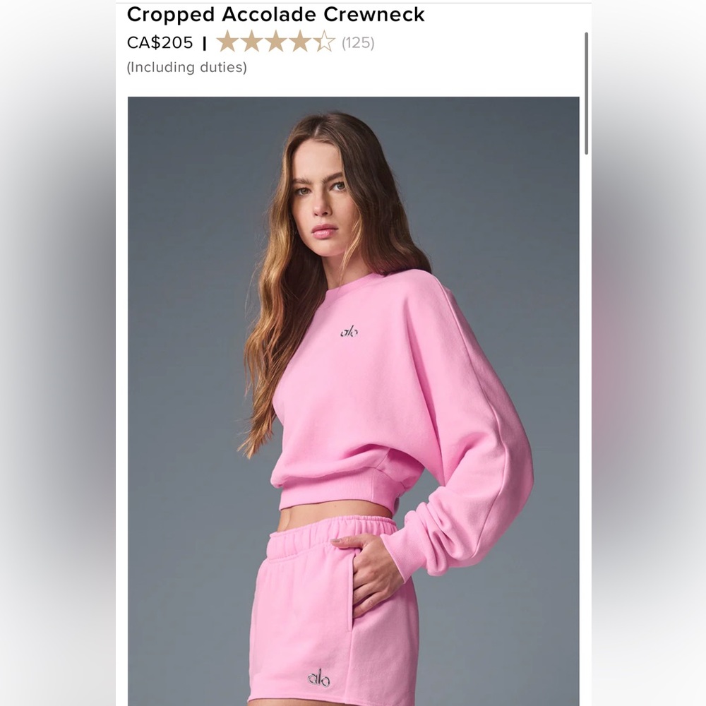 ALO Pink Cropped Sweater